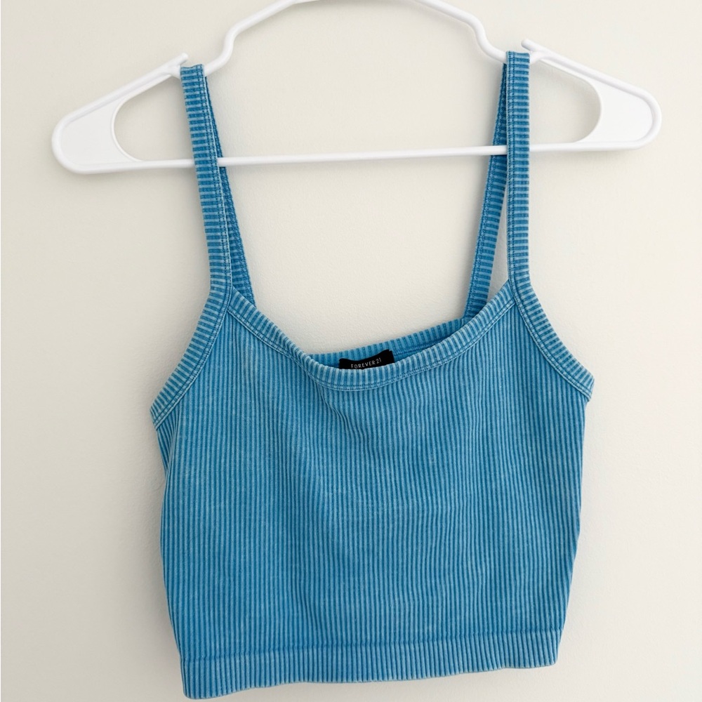 Forever 21 Blue Ribbed Crop Top